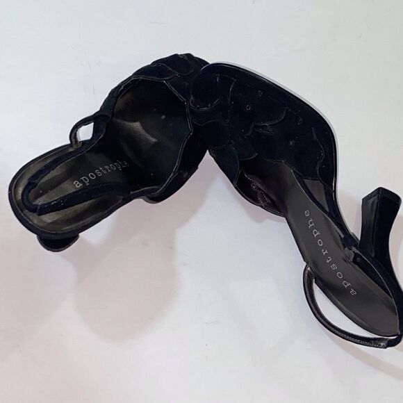 Apostrophe Black Heels Elegant and Versatile Suede Women’s Shoes Size 5M - Picture 5 of 9